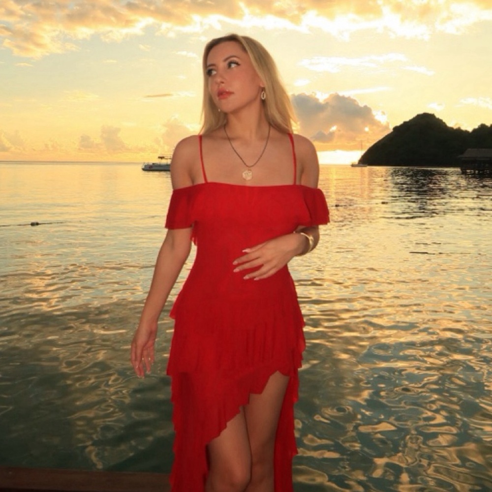 Elegant Red Off-Shoulder Dress